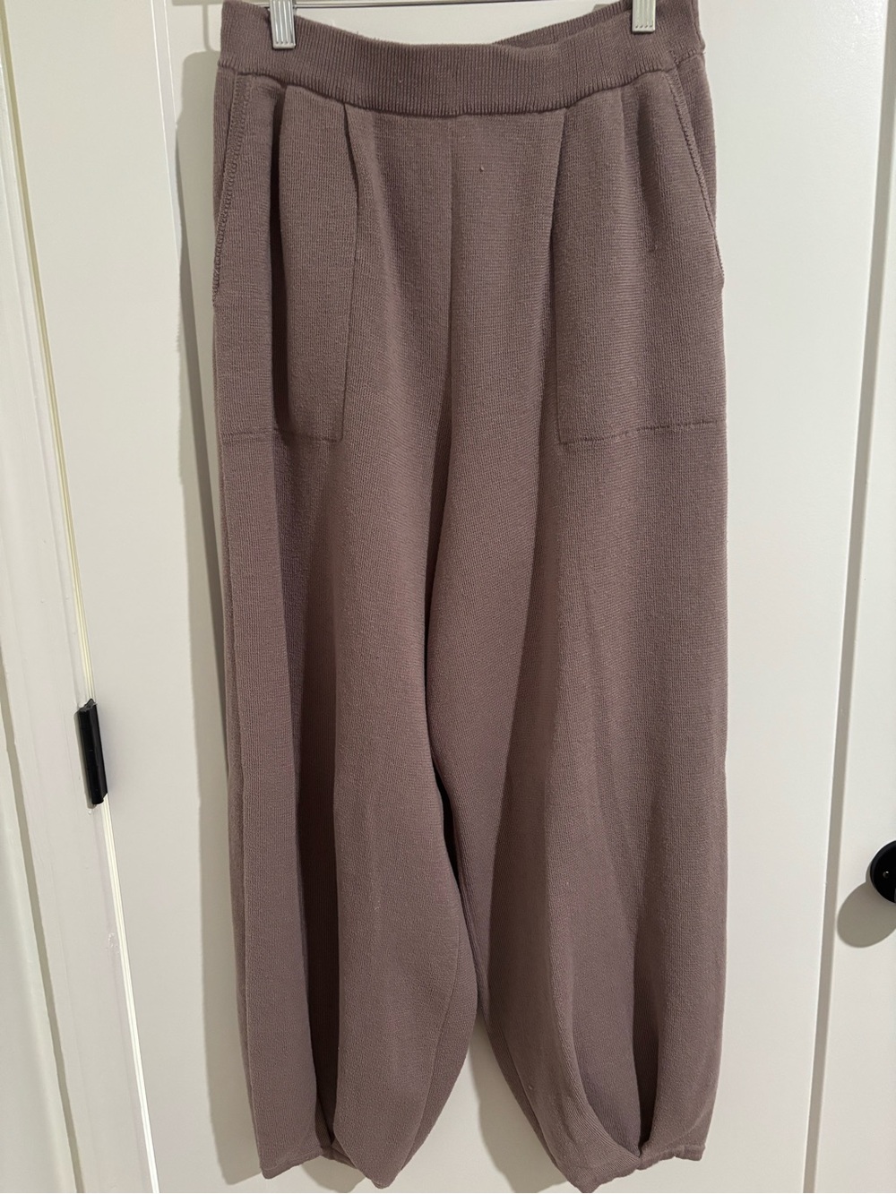 Free People Beach Relaxed Knit Pants in Mauve Taupe